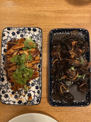 Smoked tofu and “morel” salad (they are certainly not morels—I believe they are wood ear mushrooms)  at The Butterfly Lovers in Berlin