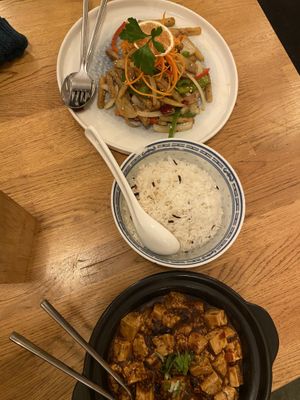 Lotus root (top) and mapo tofu (bottom)  at The Butterfly Lovers in Berlin