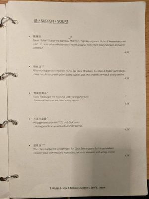 Menu - soups. at The Butterfly Lovers in Berlin