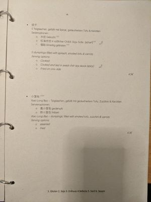 Menu - warm starters 2. at The Butterfly Lovers in Berlin