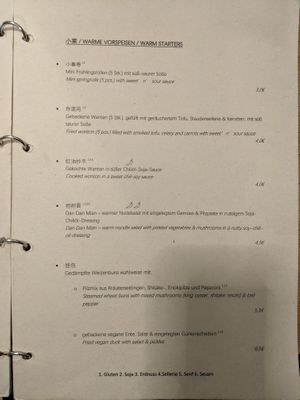 Menu - warm starters 1. at The Butterfly Lovers in Berlin