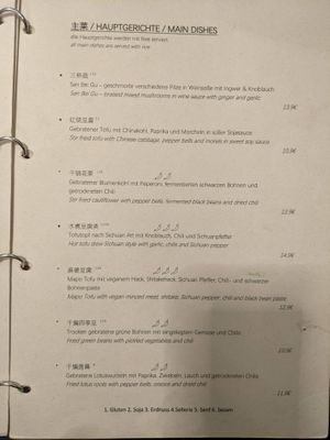 Menu - main dishes 1. at The Butterfly Lovers in Berlin