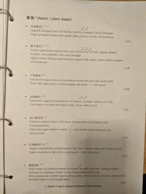 Menu - planted based meat dishes. at The Butterfly Lovers in Berlin