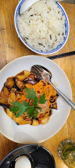 Eggplant with water chestnut at The Butterfly Lovers in Berlin