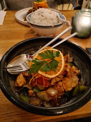 Chicken and veggies at The Butterfly Lovers in Berlin