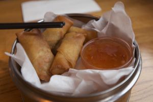 Mini springrolls with sweet and sour sauce at The Butterfly Lovers in Berlin