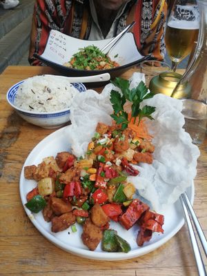 Tofu pot and dry chicken sichuan style at The Butterfly Lovers in Berlin