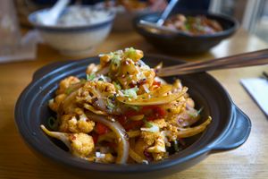 Stir fried cauliflower with bell peppers at The Butterfly Lovers in Berlin