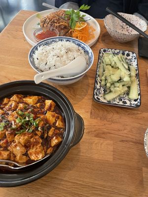 Mapo tofu, cucumber salad, fried duck  at The Butterfly Lovers in Berlin