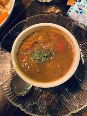 Eggplant cheekpiece soup   at The Floridian in St Augustine