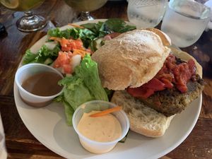 Veggie Burger (Black beans and sweet potatoes patty)   at The Floridian in St Augustine
