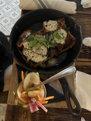 Corn bread stack with tofu   at The Floridian in St Augustine