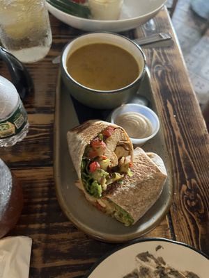 Burrito fresco with tofu  at The Floridian in St Augustine