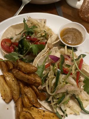 Tacos with Papas Bravas  at The Floridian in St Augustine