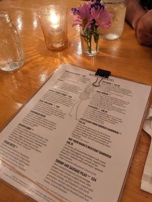 Dinner Menu at The Floridian in St Augustine