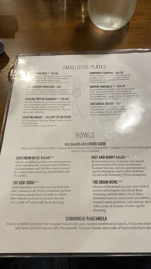 Menu lunch sept 2023  at The Floridian in St Augustine