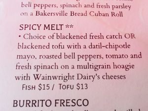 Several substitutes and options to make this 100 % vegan and healthy.  at The Floridian in St Augustine