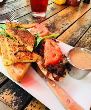 Spicy melt with caramelized onions and spicy vegan sauce  at The Floridian in St Augustine