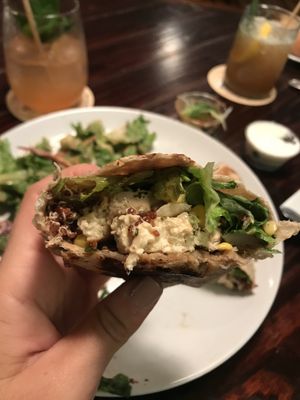 Tofu burrito fresco & side salad  at The Floridian in St Augustine