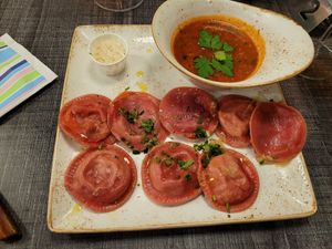 Delicious ravioli with peas at Bistro 23 Four in Gozo