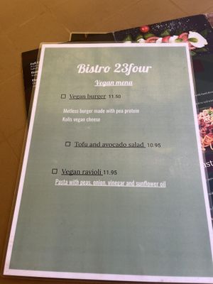 Vegan menu  at Bistro 23 Four in Gozo