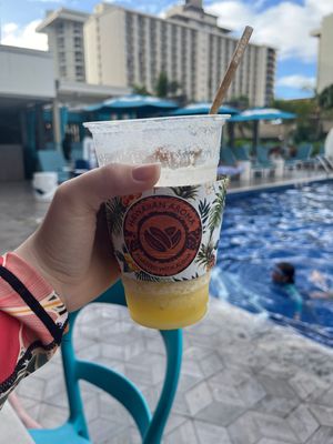 tropical breeze smoothie, not too badd  at Hawaiian Aroma Caffe in Honolulu