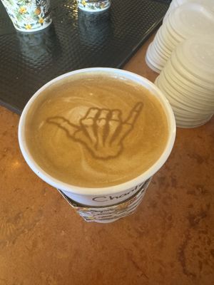 Shaka  at Hawaiian Aroma Caffe in Honolulu