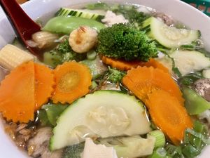 My soup! Full of veggies, noodles and tofu    at Pho Hien Vuong in Greensboro