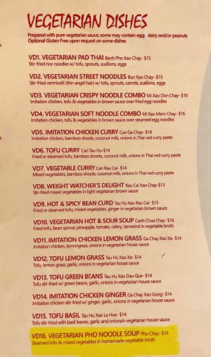 Can be made vegan. Just say no eggs or dairy on some dishes    at Pho Hien Vuong in Greensboro