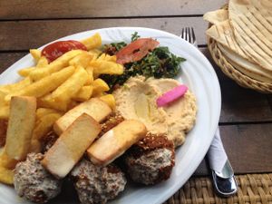 falafel platter with vegan halloumi at Boussi Falafel in Berlin