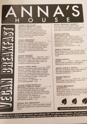 Vegan menu other side at Anna's House in Okemos