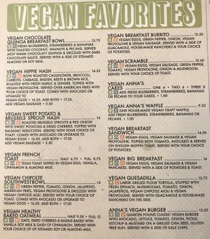 While vegan section on menu at Anna's House in Okemos