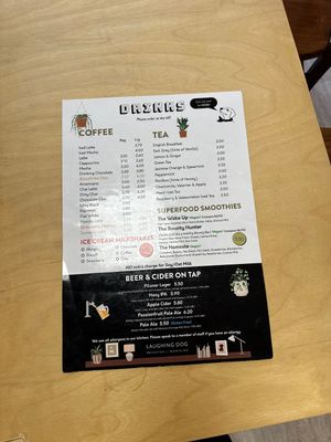 Drinks menu  at Laughing Dog in Brighton