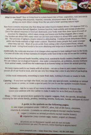 Soma menu p 002 at Soma Cafe in Ubud