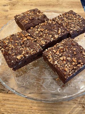 Chocolate brownies straight from the oven! Served during our pop-up at PURA Luzern. at Mairübe in Luzern