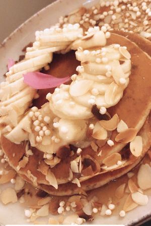 Sweet pancakes (banana, almonds, no additional toppings )  at Peacock in Toulouse