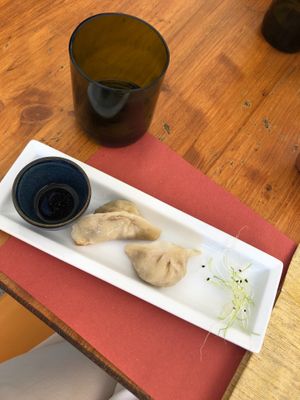 Vegan gyoza at La Dama Juana in Colle Di Val Delsa