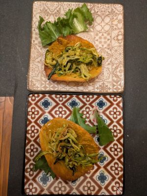 Vegan tapas chickpea tacos at La Dama Juana in Colle Di Val Delsa