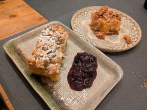 Pumpkin pie and coconut panna cota at La Dama Juana in Colle Di Val Delsa