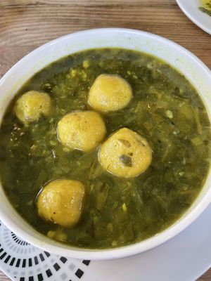 Vegan kibbeh soup at Tzemah in Jerusalem