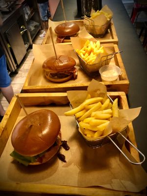Burgers & Fries!!!! at Souvlucky in Ios