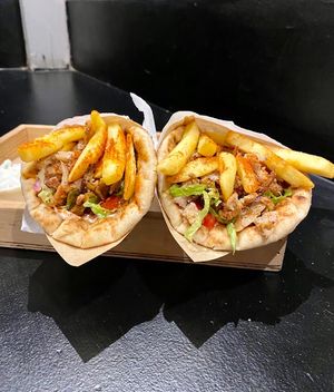 Pork Gyros Souvlaki at Souvlucky in Ios