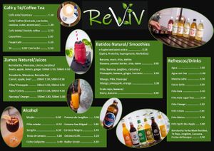 Menu Drinks at REVIV in Malaga