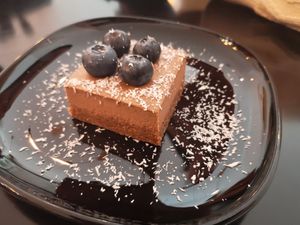 Raw vegan brownie at REVIV in Malaga