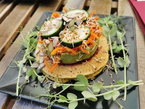 Chick peas tortilla with avocado at REVIV in Malaga