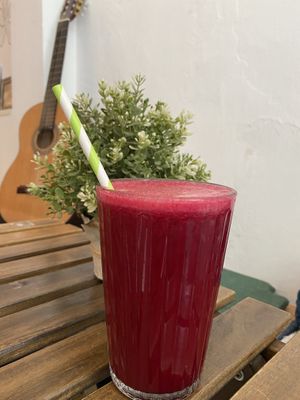Beetroot, apple and something else juice  at REVIV in Malaga