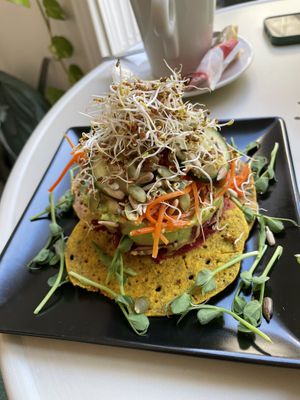 Chickpea pancakes  at REVIV in Malaga