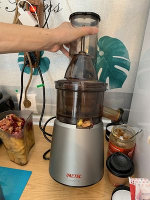 Juicer for beet, apple, lemon and ginger juice we had.  at REVIV in Malaga