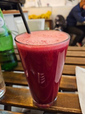 Beetroot juice at REVIV in Malaga