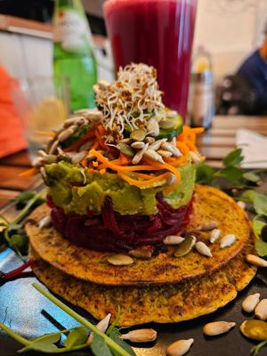 Salty pancakes (so delish!) at REVIV in Malaga